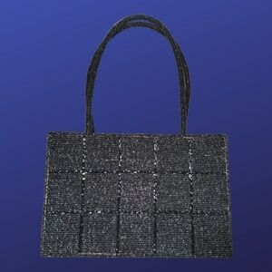 Unbranded Women’s Beaded Top-Handled Evening Purse Handbag, GUNMETAL GRAY, EUC